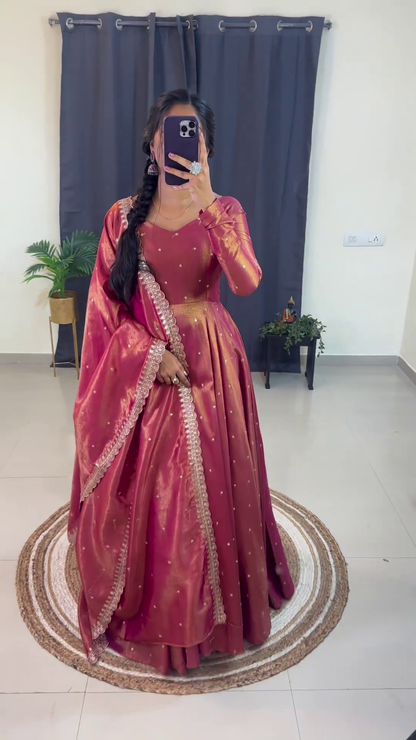 Beautiful Embroidery Sequence Gown Set